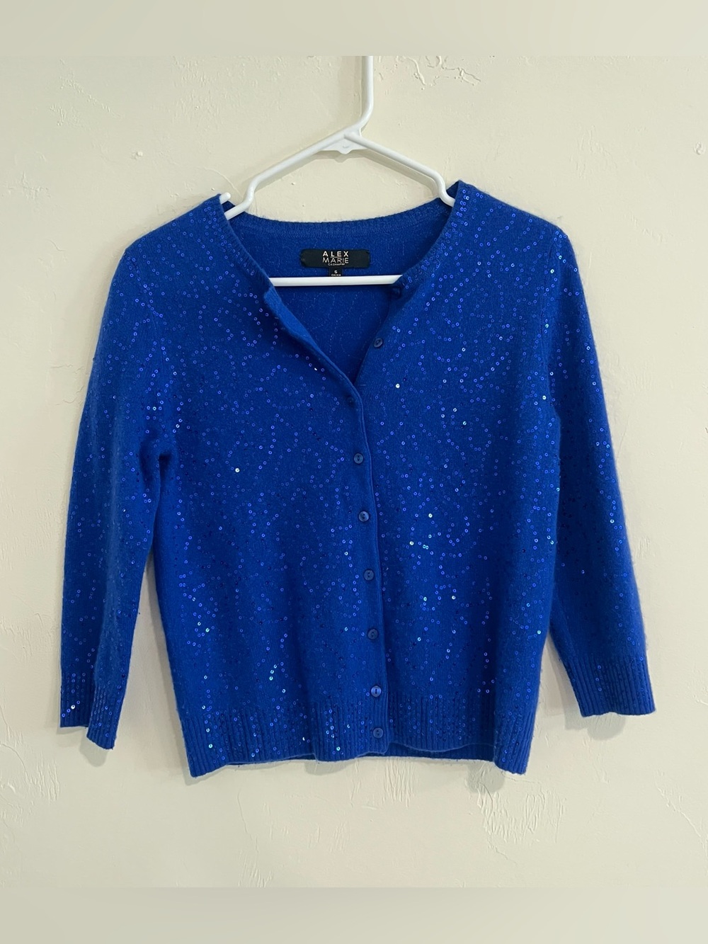 Alexis Marie Cashmere Sequin Button Front Cardigan Small Formal Evening Sparkle